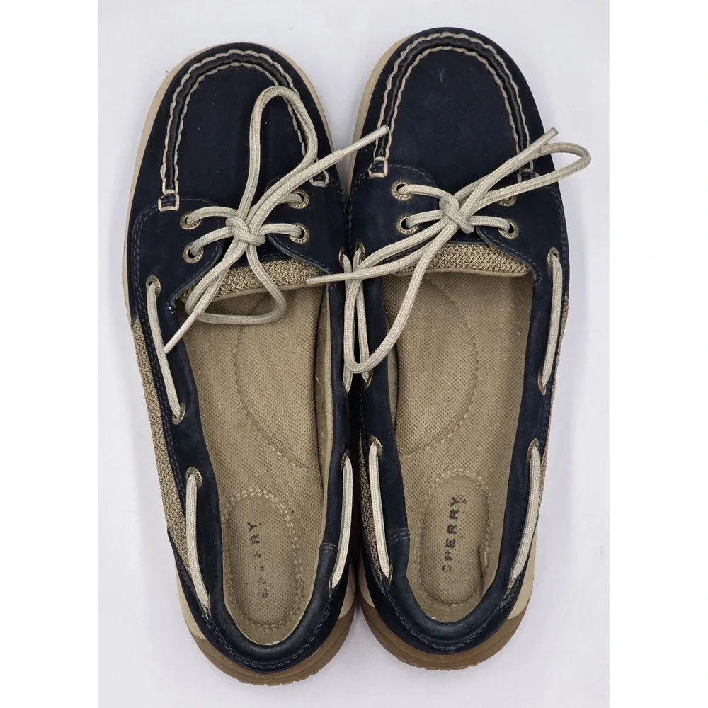 Sperry Top-Sider Angelfish Boat Shoes Women's 7M Navy STS94002 Leather Canvas
